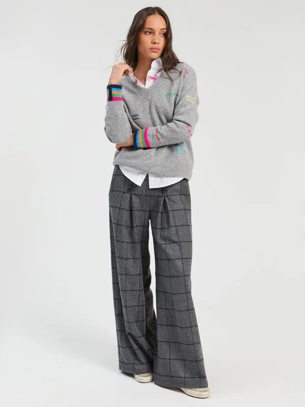 34125 Gray Words Sweater