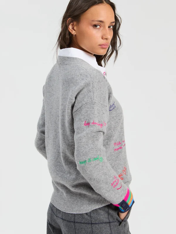 34125 Gray Words Sweater