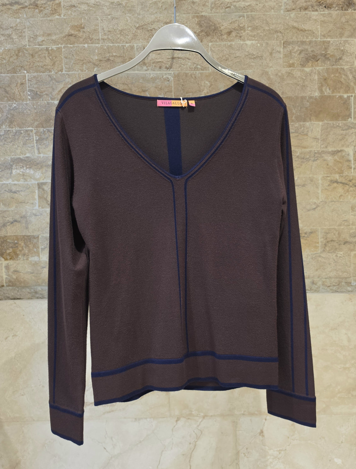 34147 Brown Jersey with Blue Trim