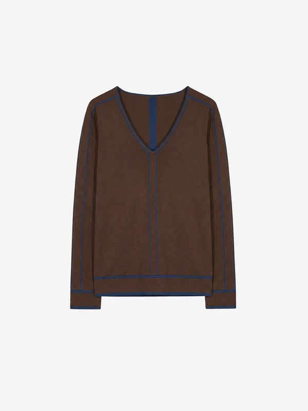 34147 Brown Jersey with Blue Trim