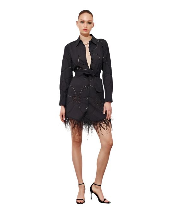 Embroidered Cotton Shirt Dress - 43-3029