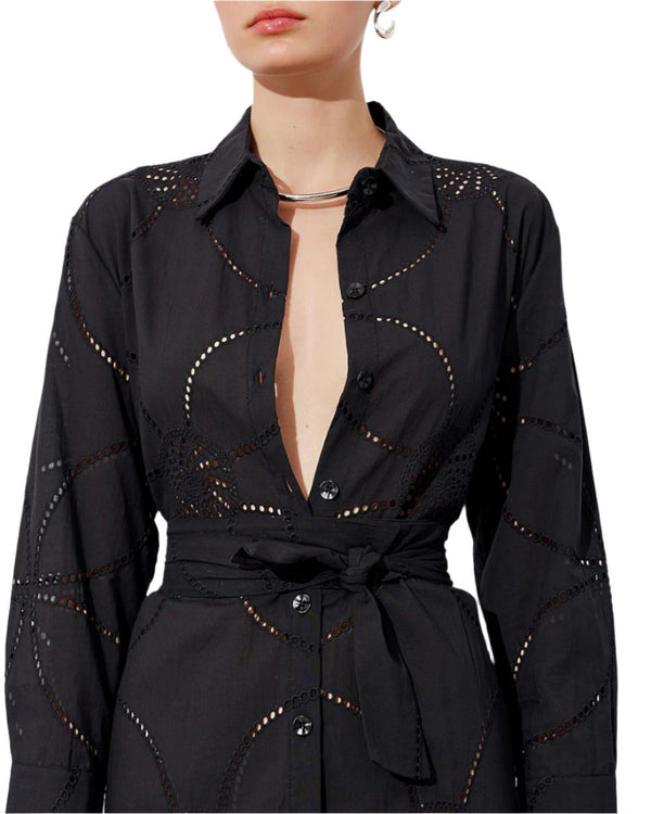 Embroidered Cotton Shirt Dress - 43-3029
