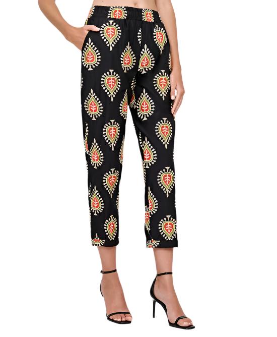 Ethnic Embroidered Cropped Pants