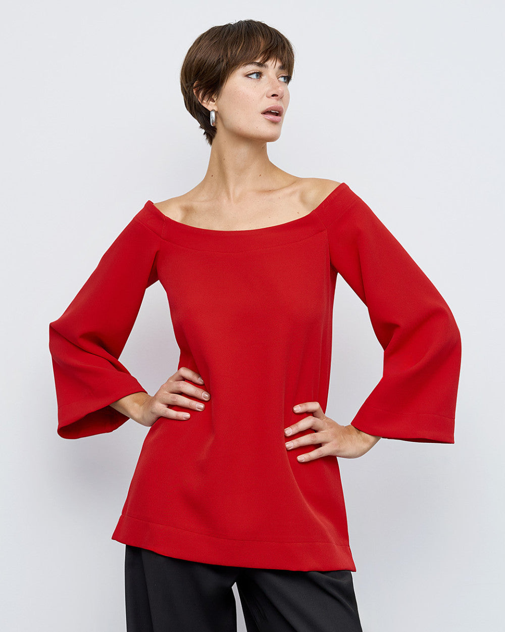 Crepe Top with Flare Sleeves - 44-2162