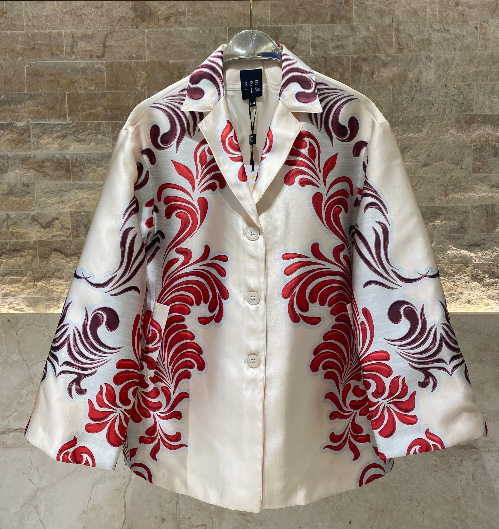 53-1012 Oversized Printed Jacket سترة مطبوعة كبيرة الحجم - Brown Loft
