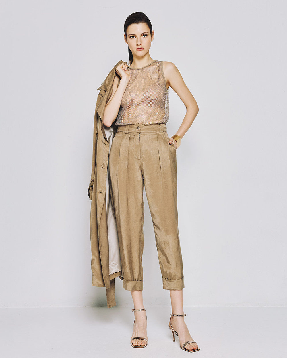 53-5025 High Waist Slouchy Pants - Brown Loft