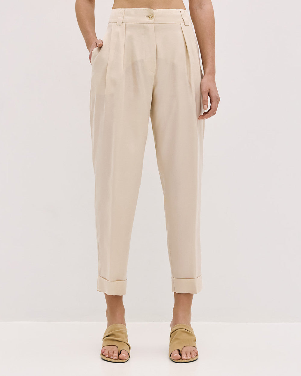 53-5025 High Waist Slouchy Pants - Brown Loft