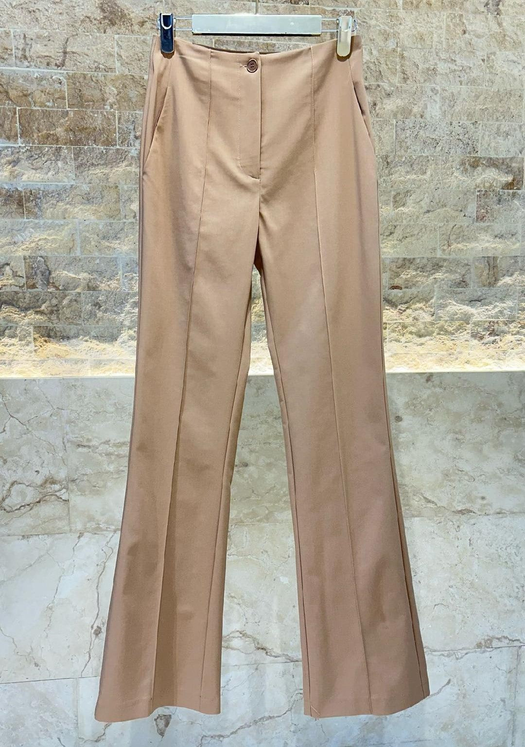 53-5028 High Waist Slightly Flare Pants - Brown Loft