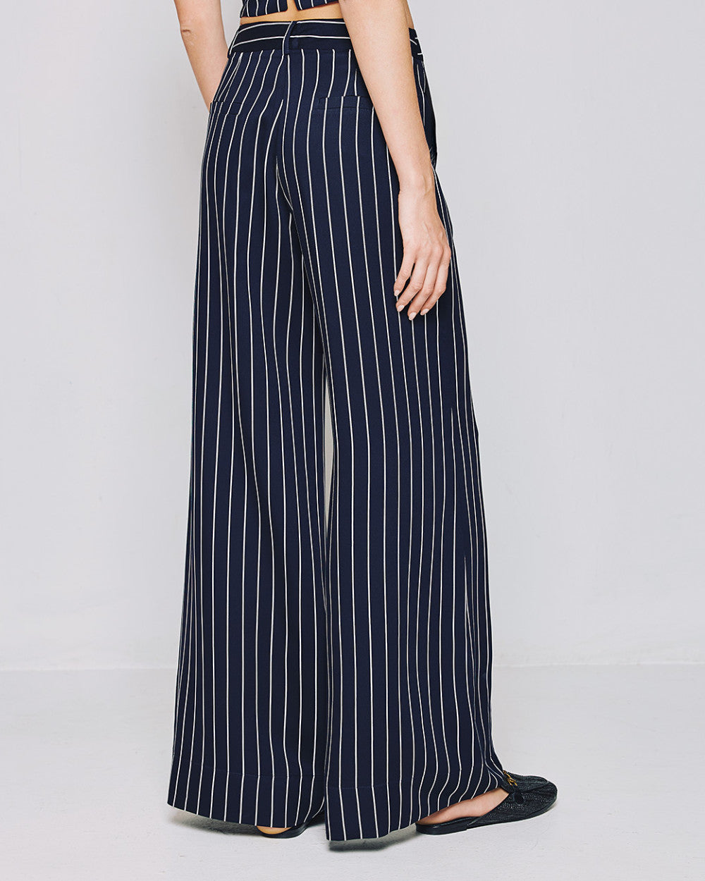 53-5053 High Waist Striped Flare Pants - Brown Loft