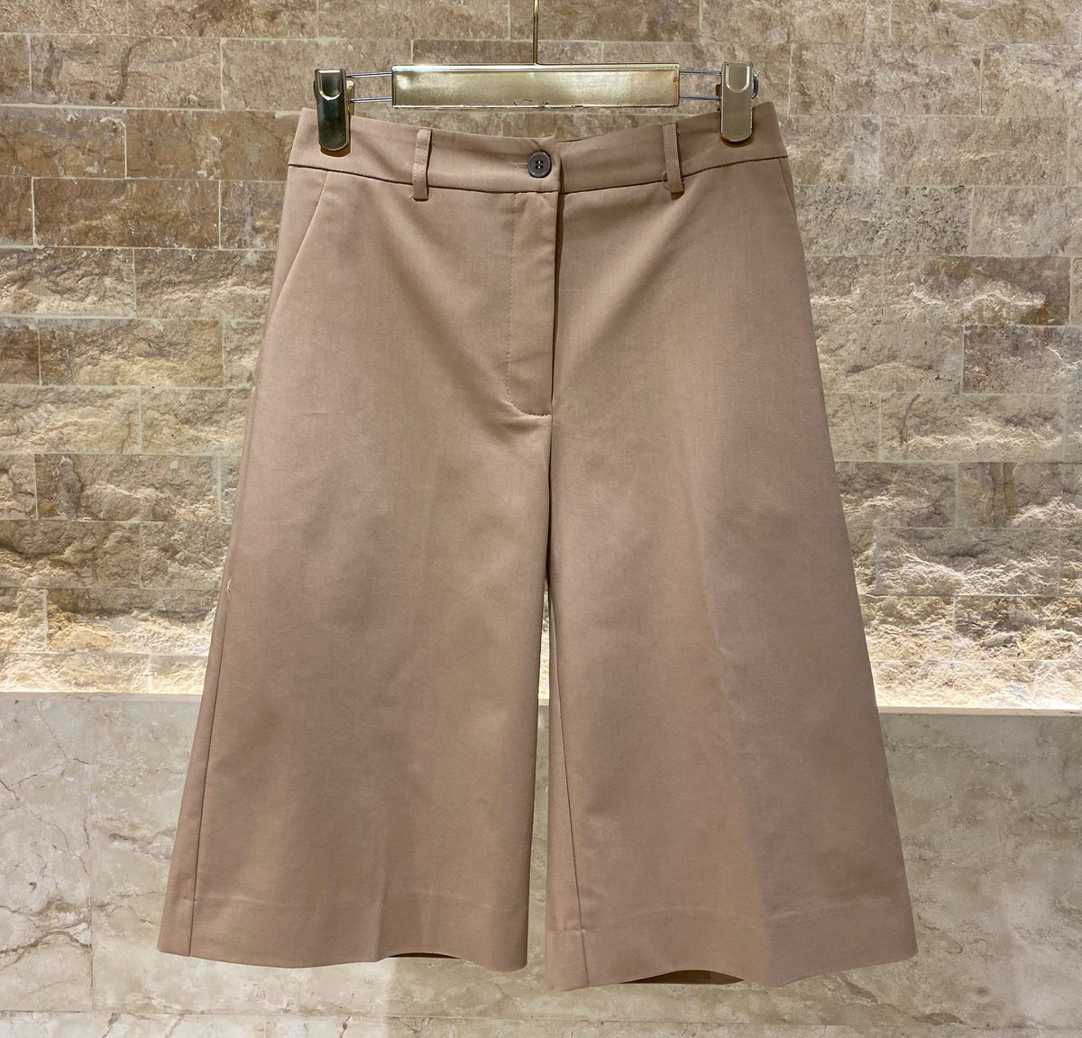 53-5068 High Waist Buttoned Zippered Bermuda Shorts - Brown Loft