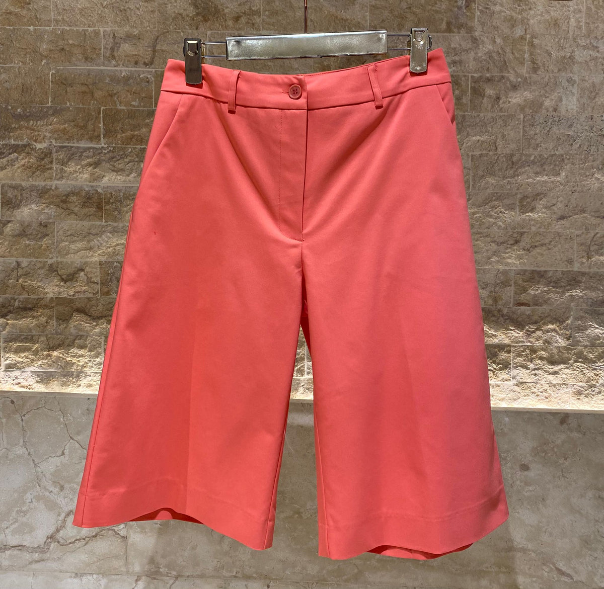 53-5068 High Waist Buttoned Zippered Bermuda Shorts - Brown Loft