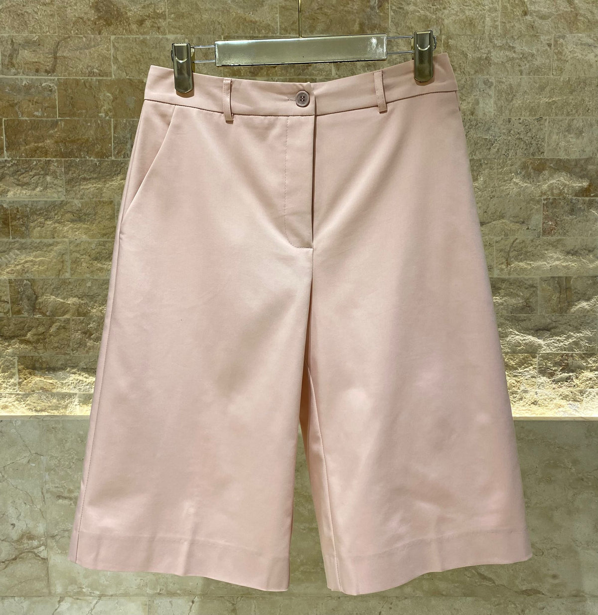 53-5068 High Waist Buttoned Zippered Bermuda Shorts - Brown Loft