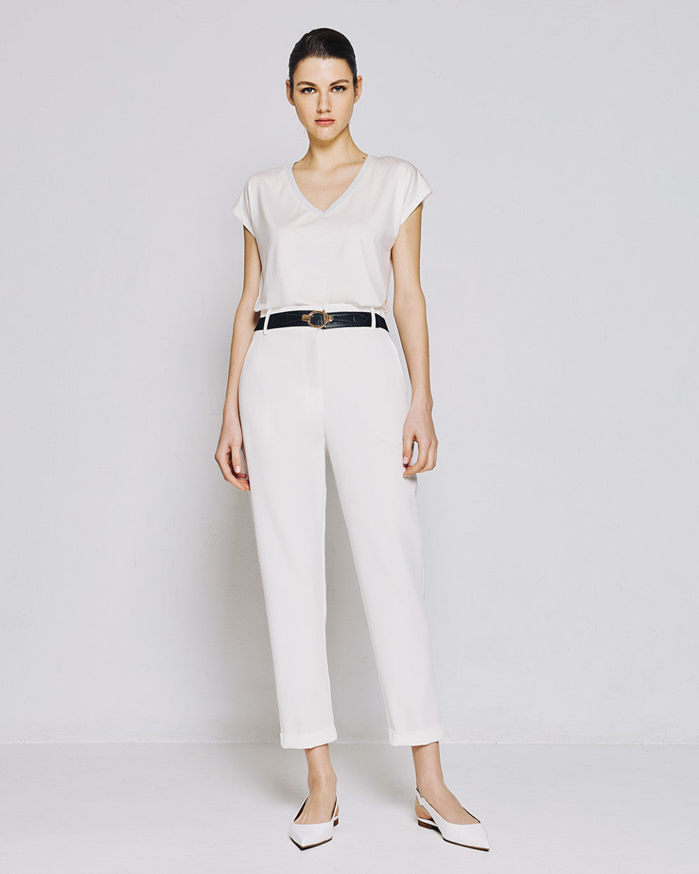 53-5150 High Waist Ankle Length Pants - Brown Loft