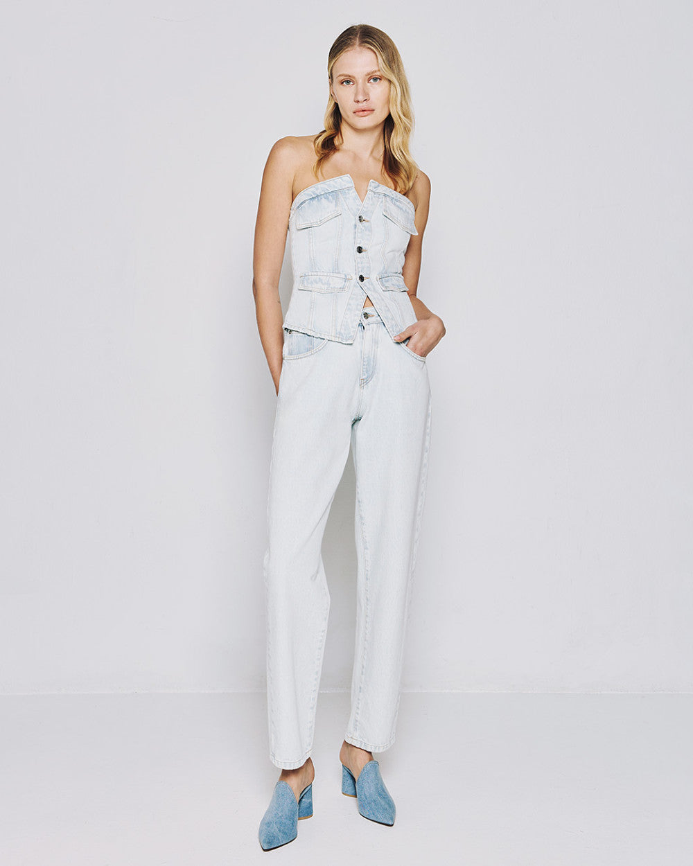 53-8040 High Waist Straight Leg Denim Pants - Brown Loft