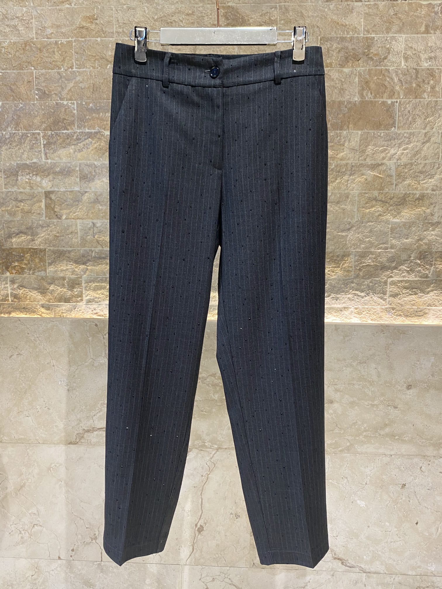 54-5120 Chic Pants with Rhinestone Details - Brown Loft