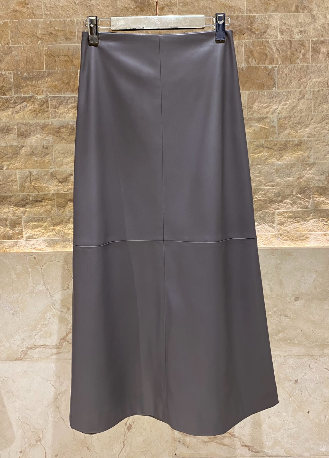 54-6017 High Waist Faux Leather Skirt - Brown Loft