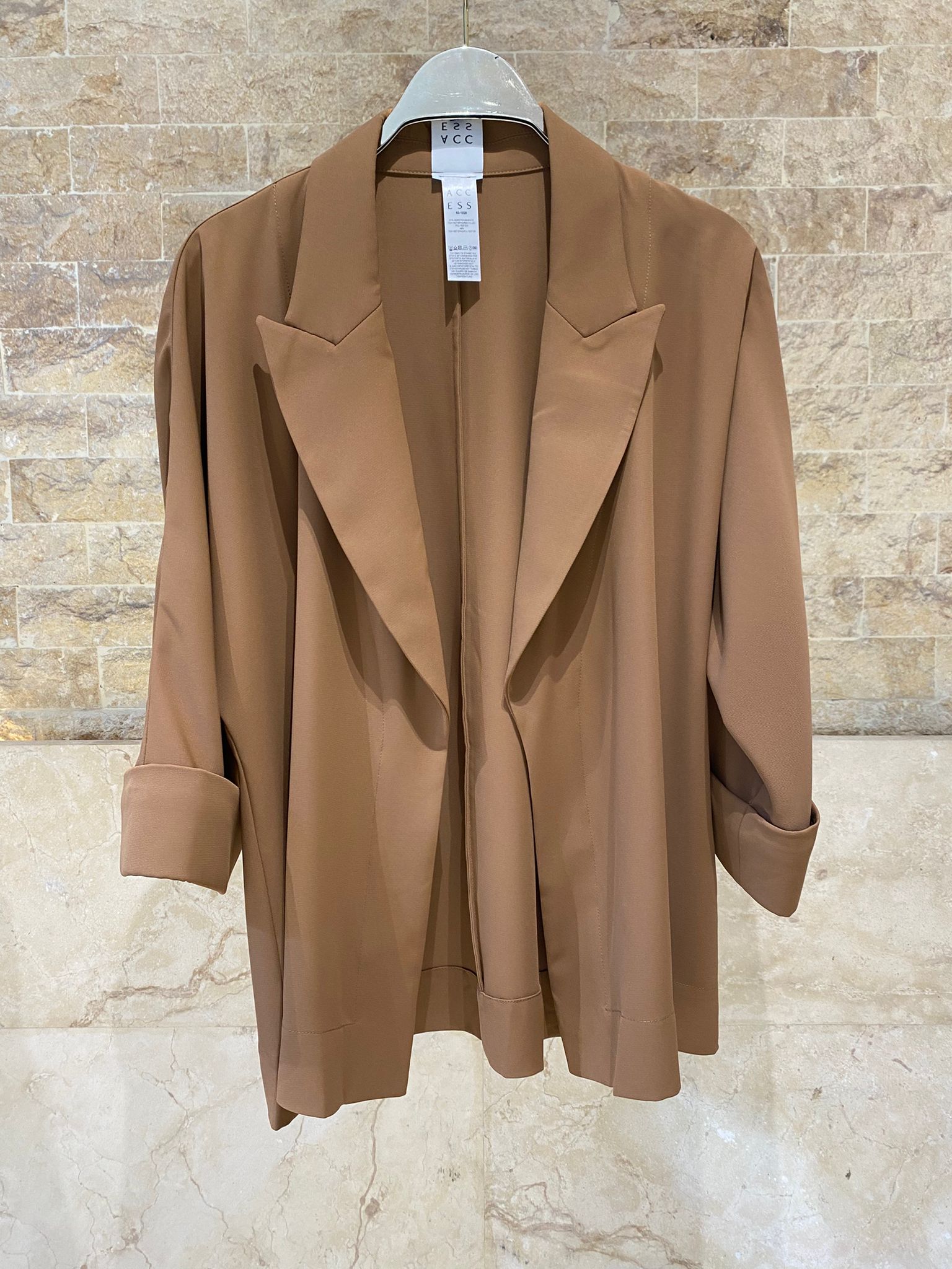 63-1028 Oversized Jacket without Buttons - Brown Loft