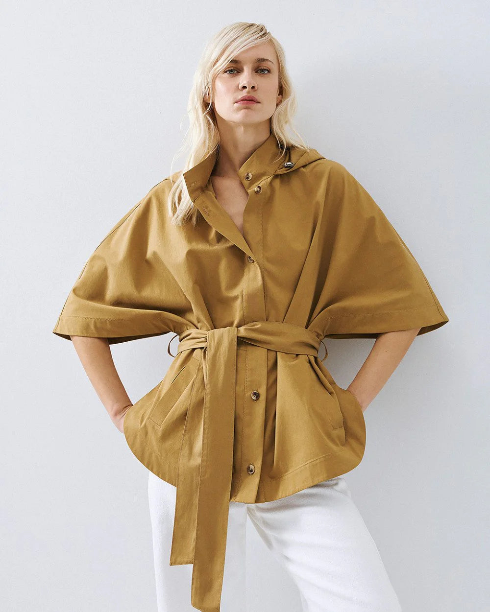 63-1057 Jacket with Hood and Belt - Brown Loft