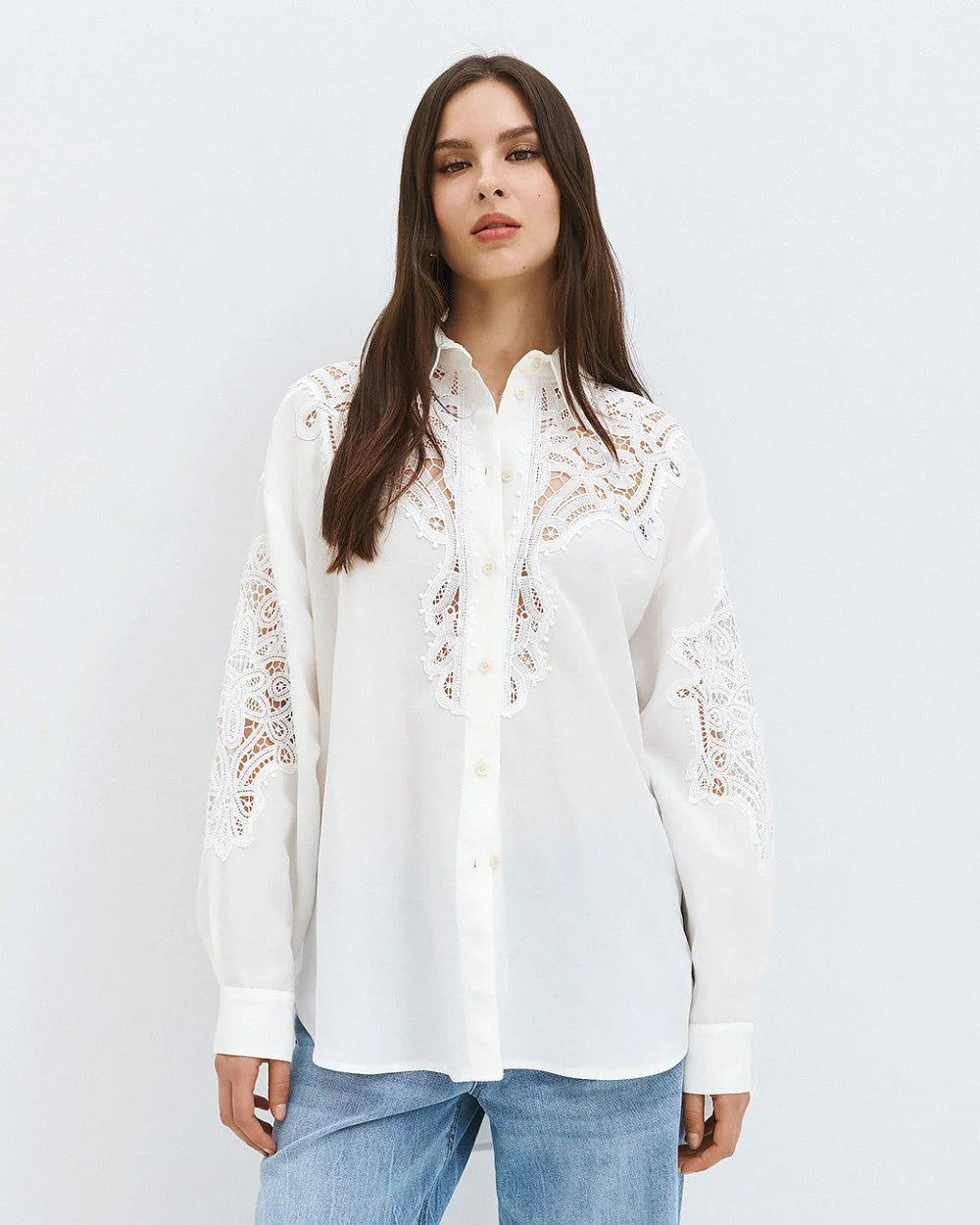63-7019 Shirt with Lace Details