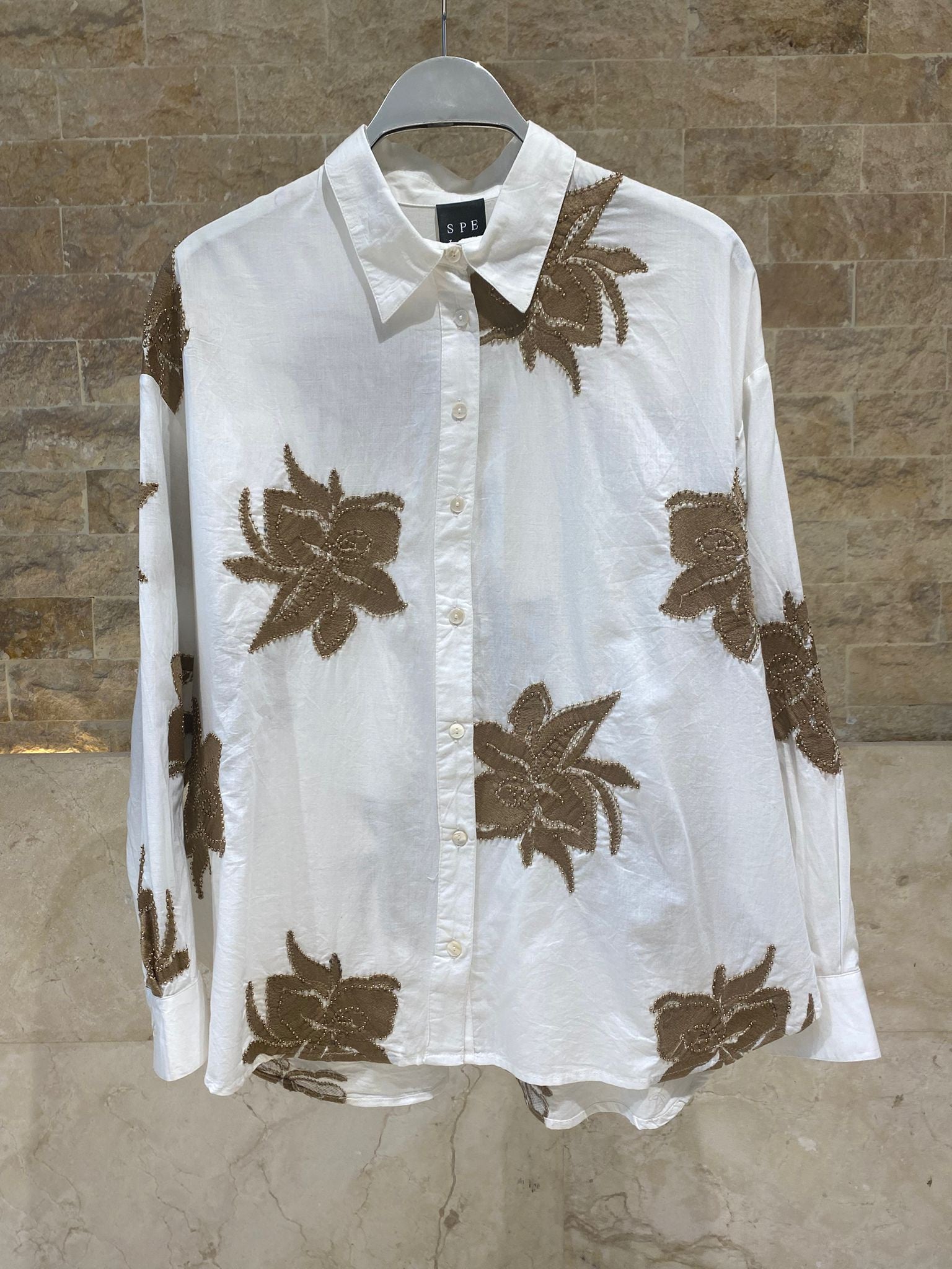 63-8008 Embroidered Shirt - Brown Loft