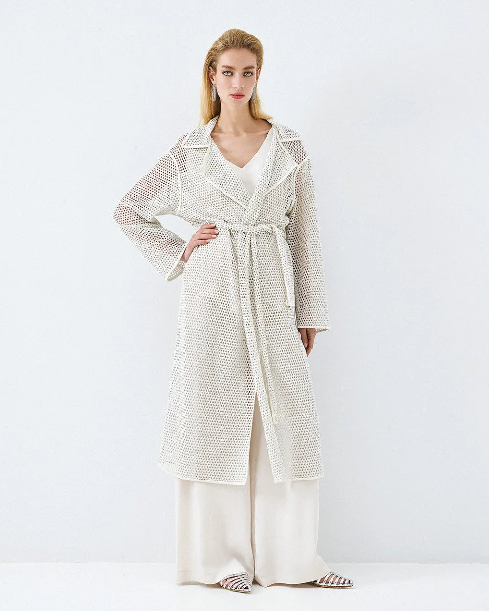 63-9002 Perforated Knit Coat - Brown Loft