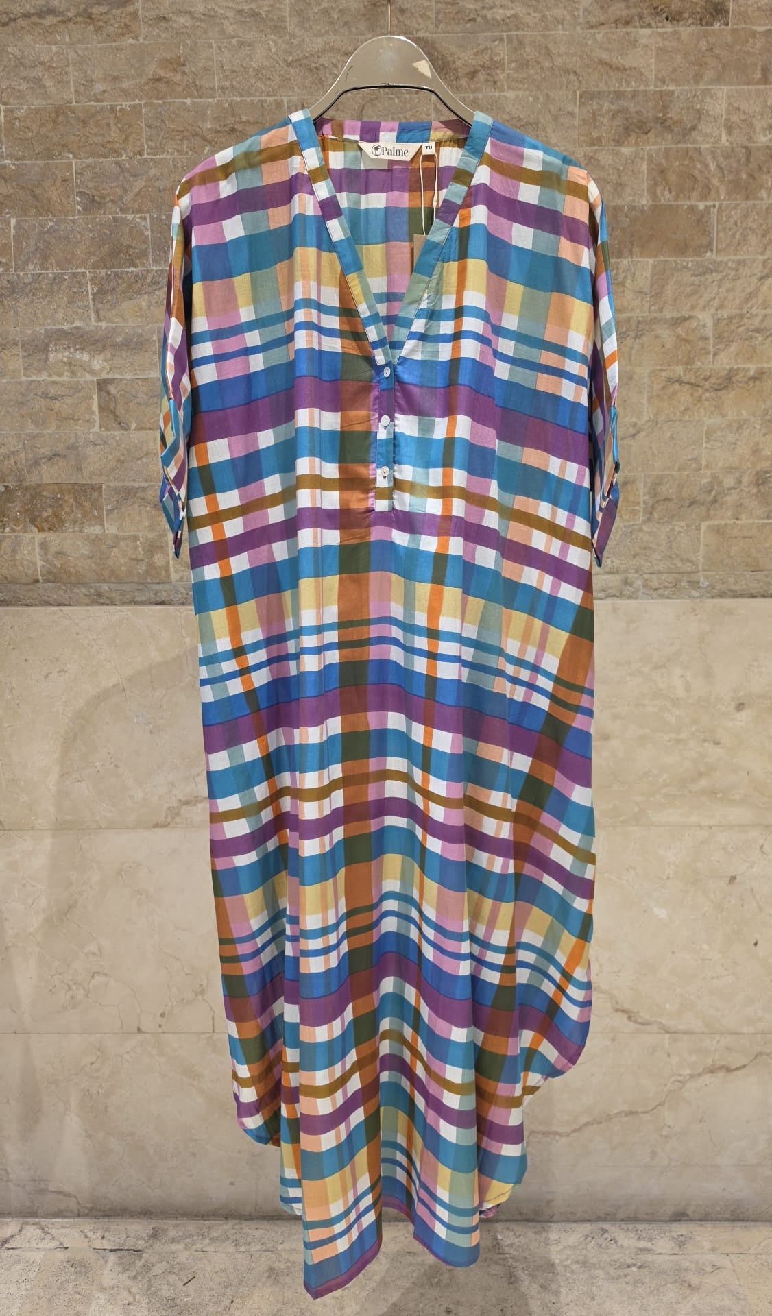 67955-0421 Multicolored Plaid Print Tunic Dress