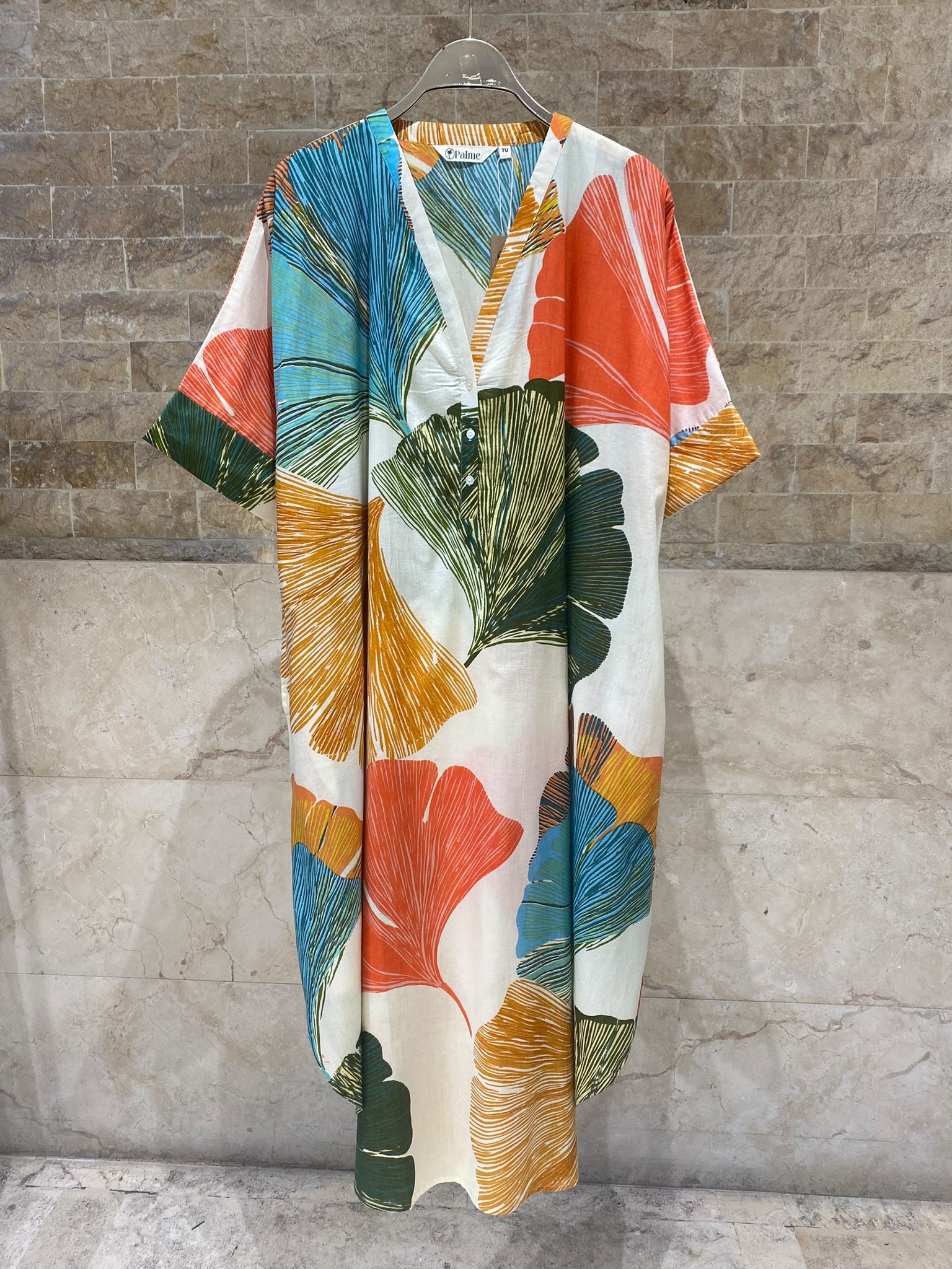 Gingko Leaf Print Tunic Dress 67958