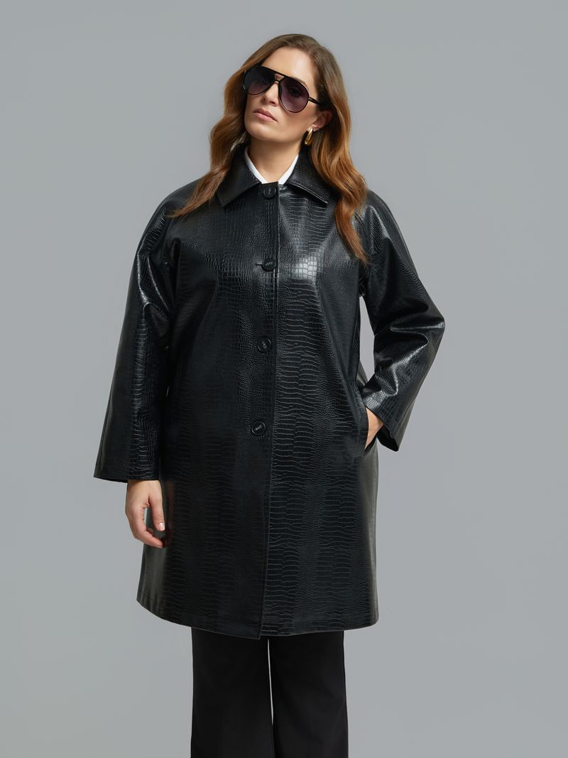 Textured Faux Leather Midi Coat 8603.4028.N