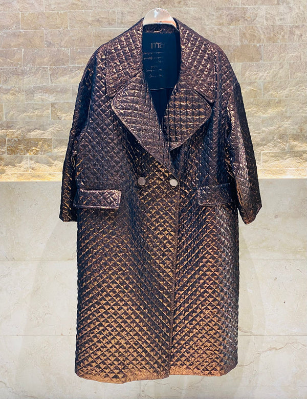 Metallic Quilted Oversized Coat - 8201.4056
