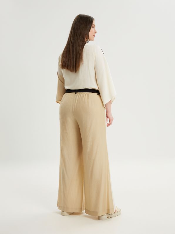 Two Tone Wide Leg Pants - 2042