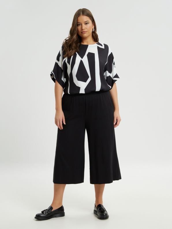 Wide Leg Cotton Cropped Pants - 8301.2051 - Brown Loft