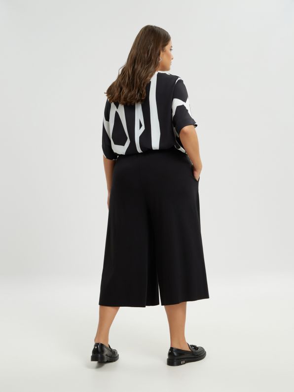 Wide Leg Cotton Cropped Pants - 8301.2051 - Brown Loft