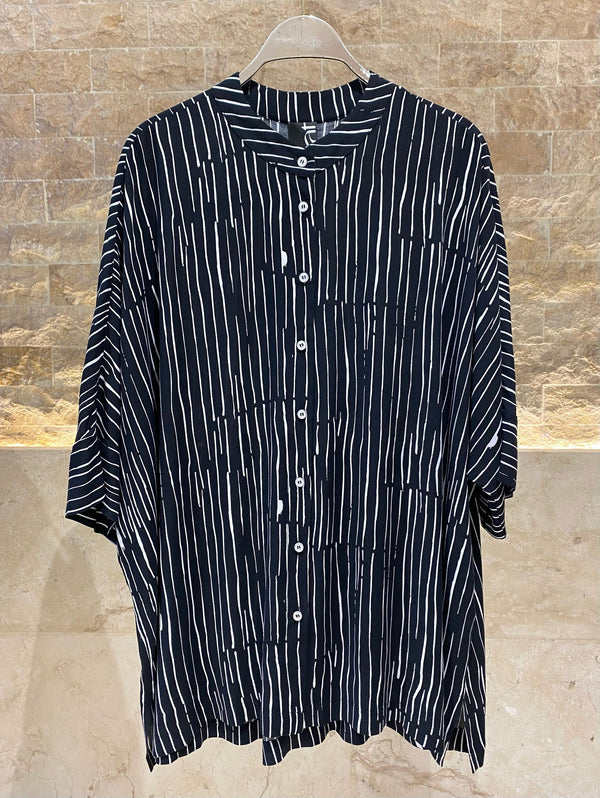 Buttoned Round Neck Oversized Shirt - 8301.3007