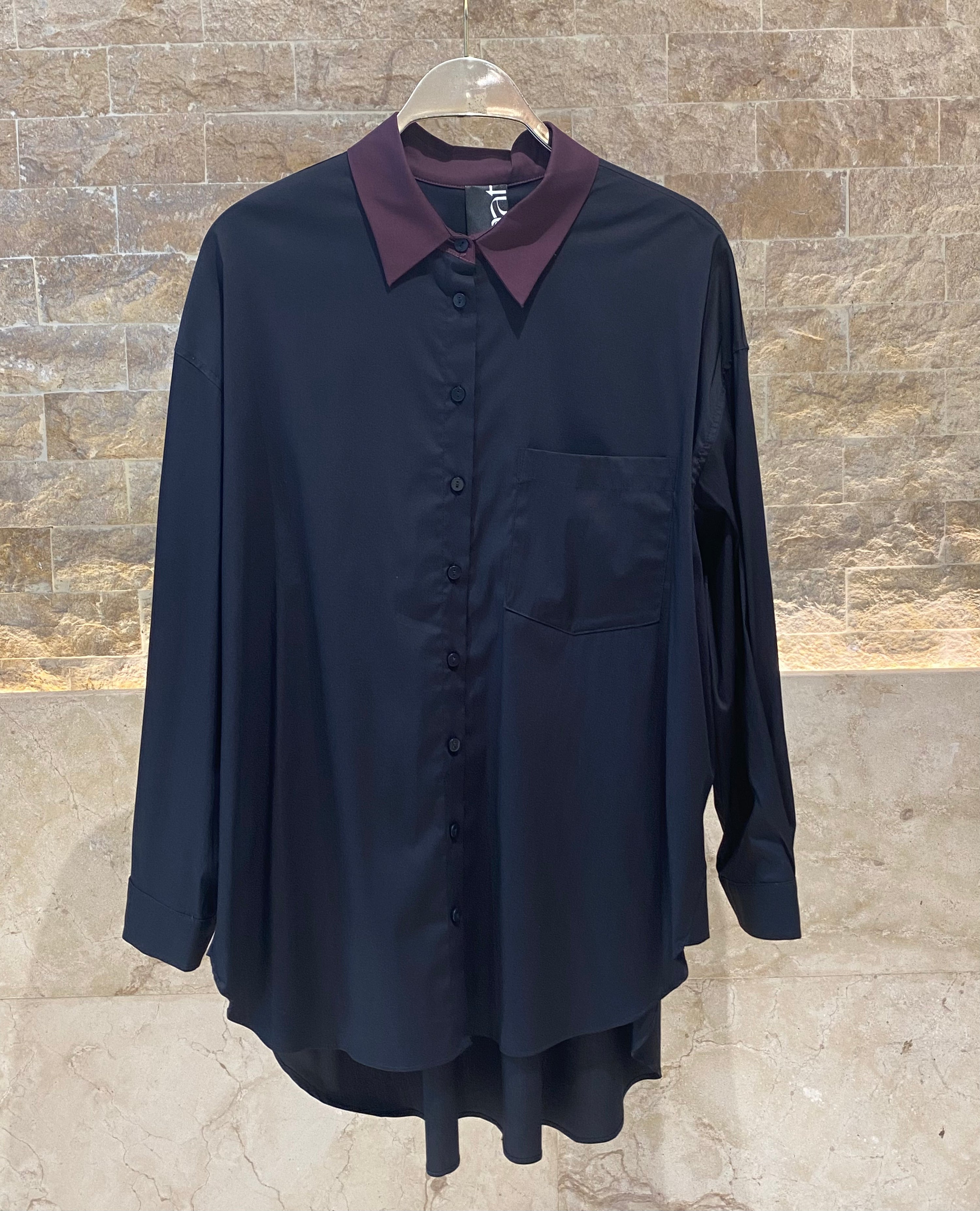8401.3013 Long Back Oversized Shirt - Brown Loft