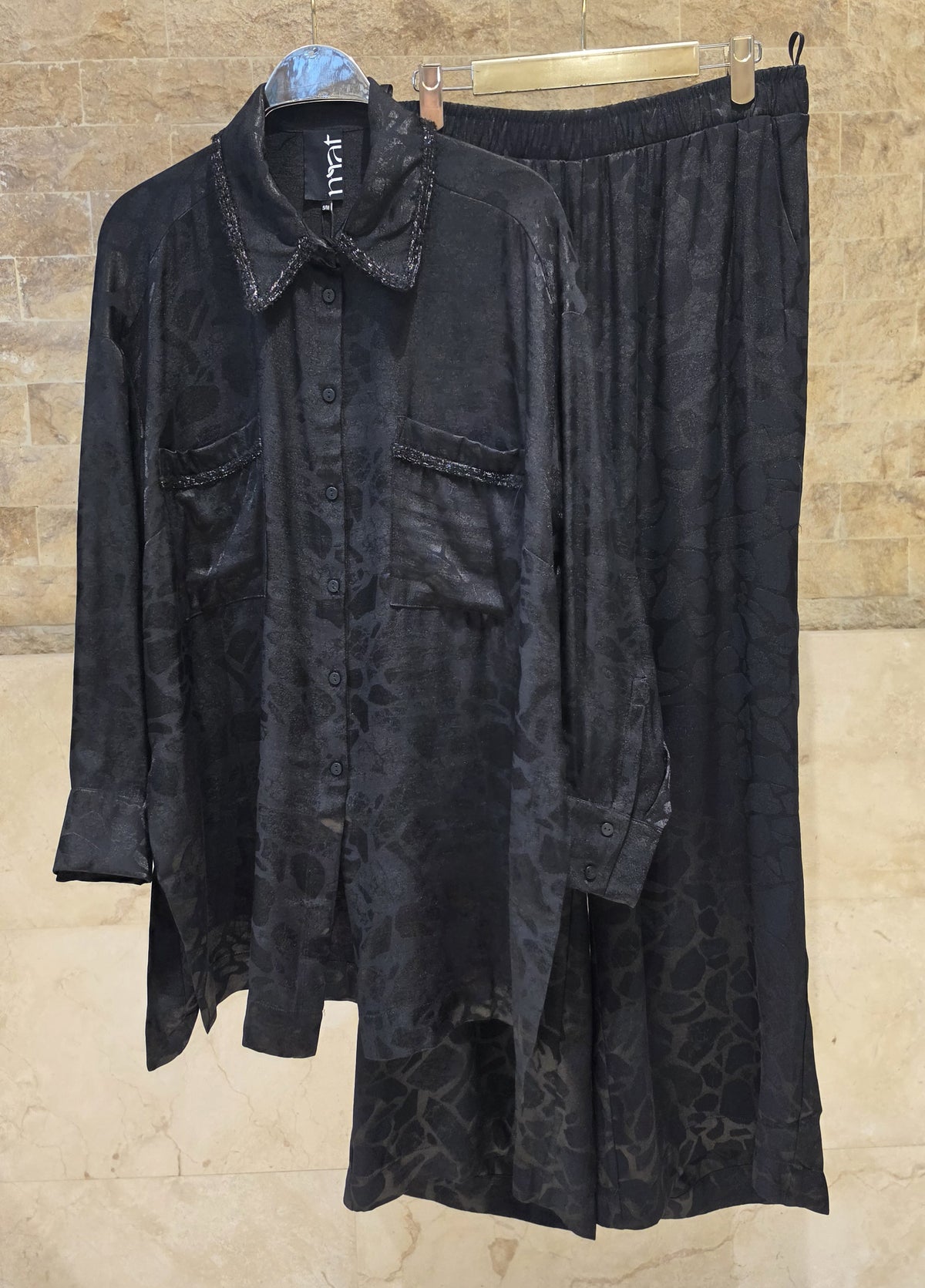 Lace Detail Shirt & Wide-Leg Pants Set 8601.3060/2080