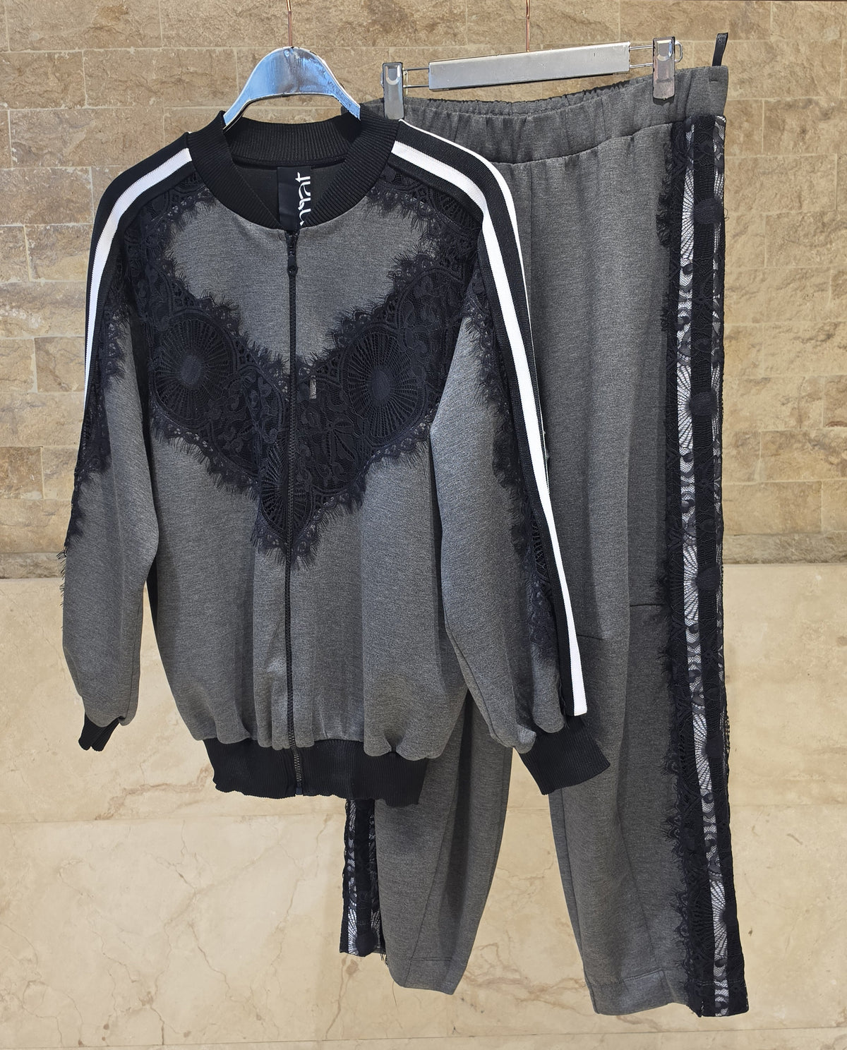 Lace Detail Zip-Up Tracksuit Set 8601.4019/2061