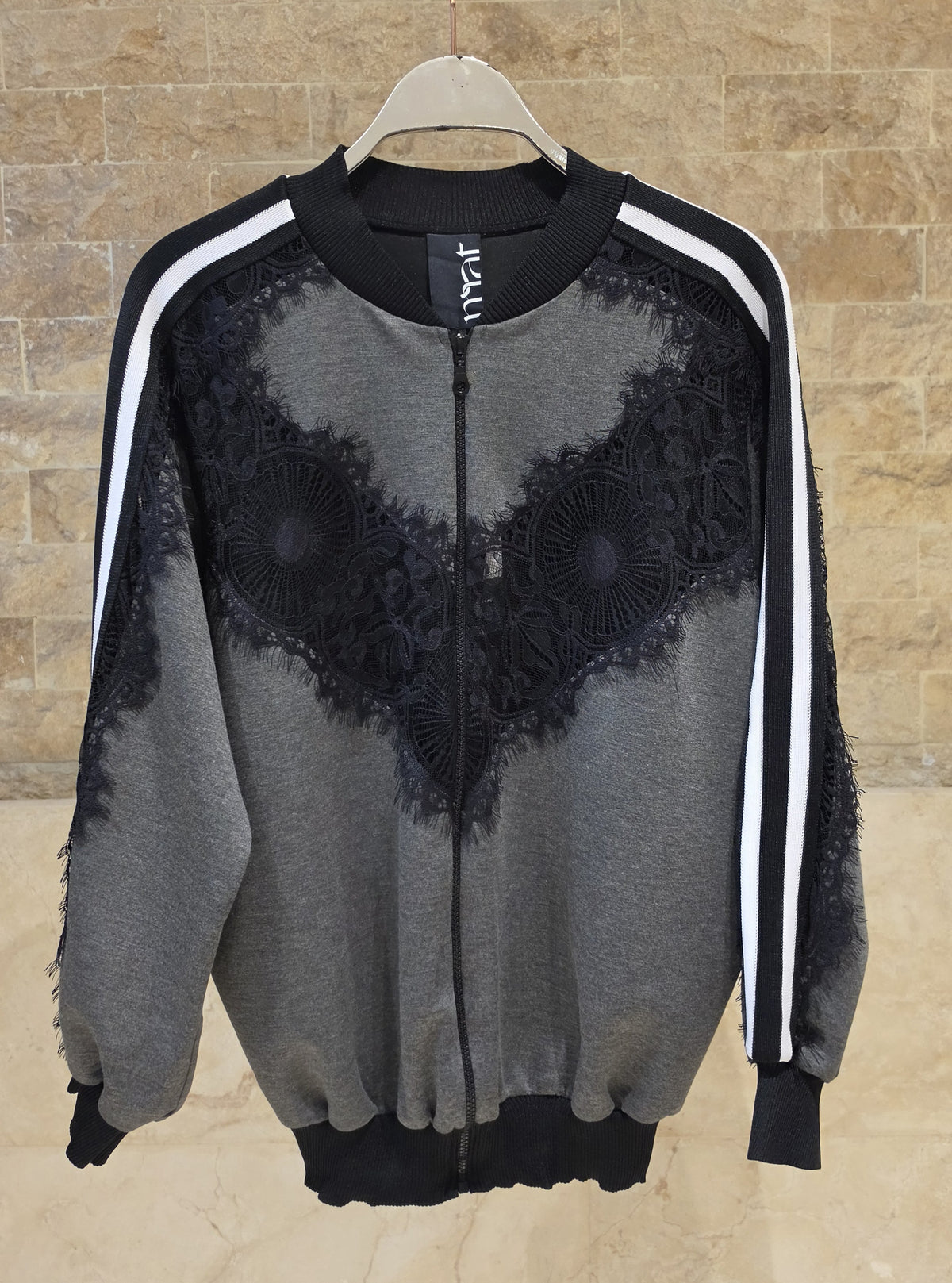 Lace Detail Zip-Up Jacket 8601.4019