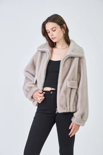 Alba Oversized Faux Fur Jacket - Brown Loft