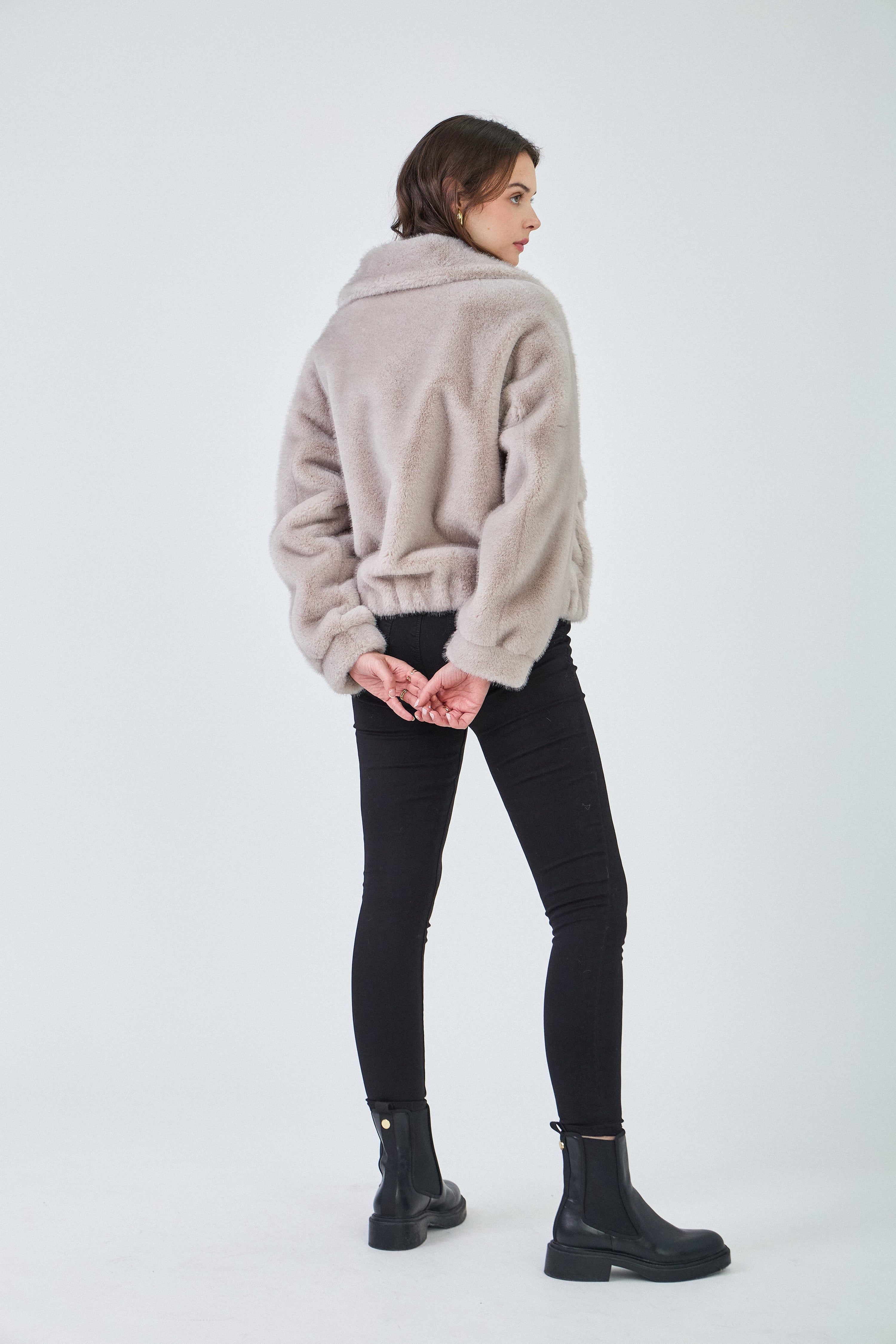 Alba Oversized Faux Fur Jacket - Brown Loft