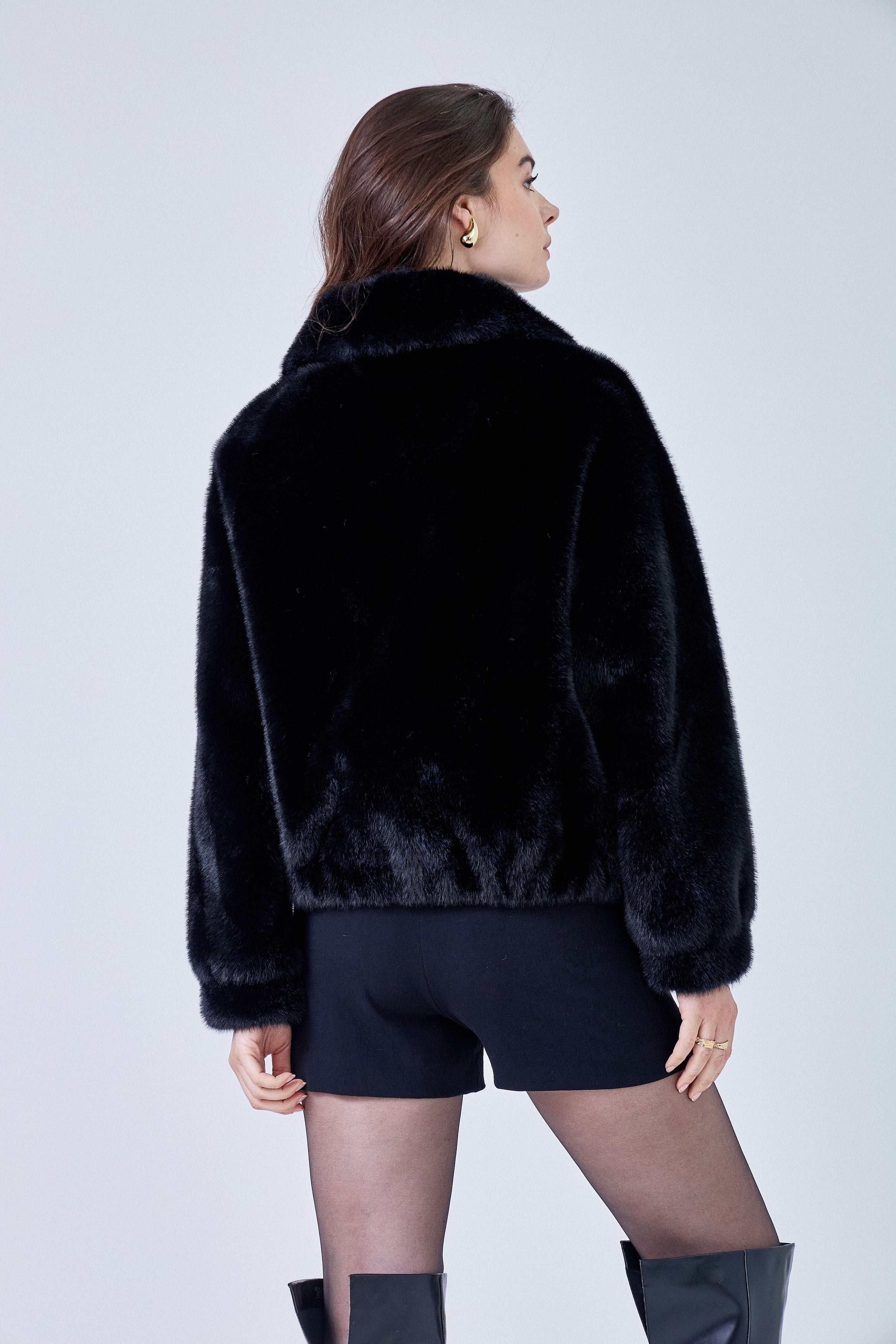 Alba Oversized Faux Fur Jacket - Brown Loft