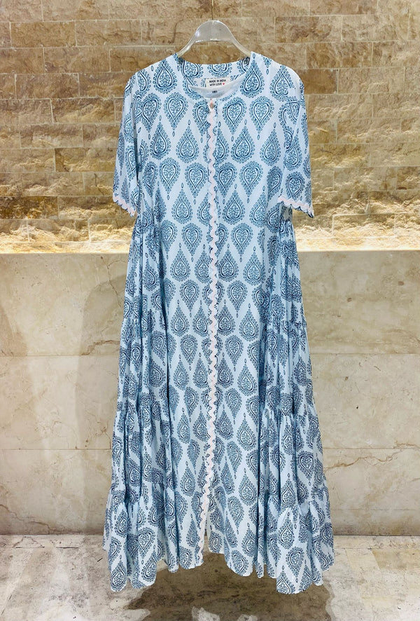 Cotton Printed Maxi Kaftan Dress - AWS2-678