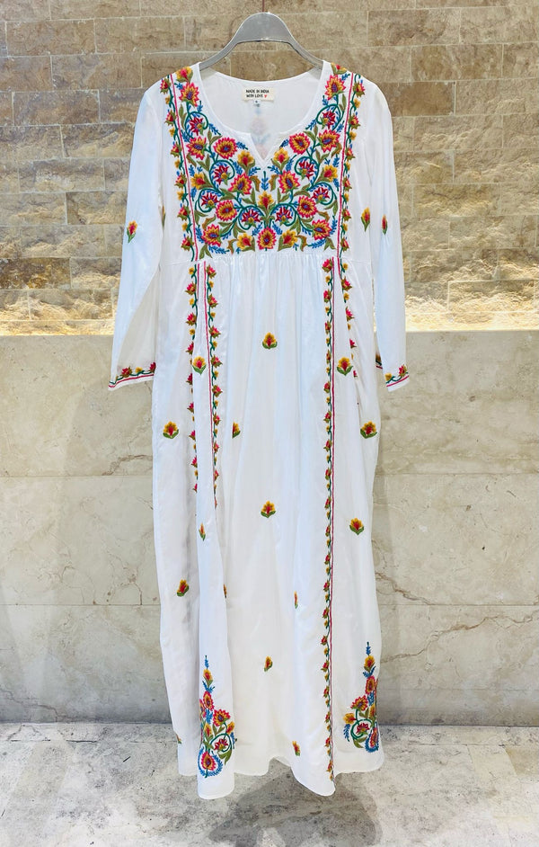Floral Embroidered Long Kaftan Dress - AWS2-809