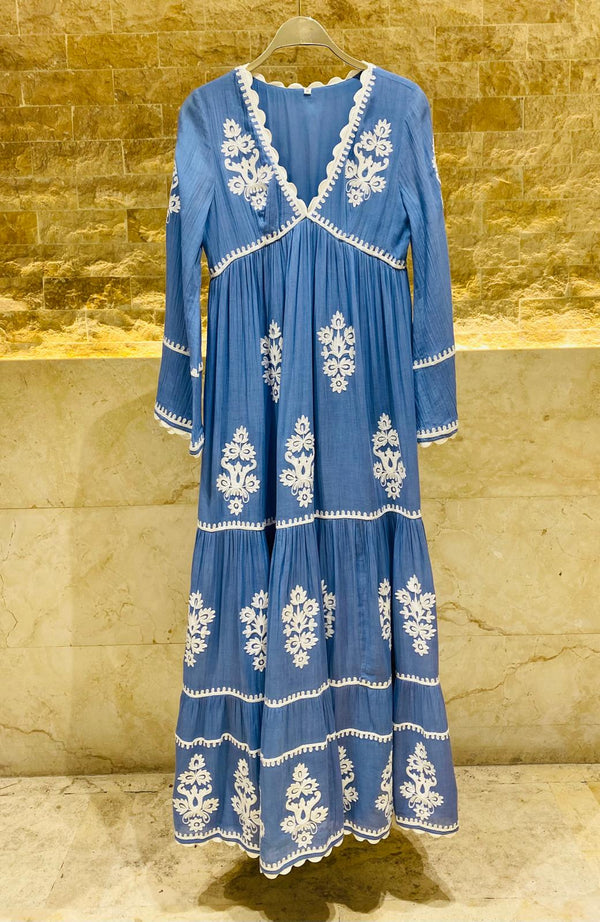 Long Embroidered Kaftan Dress - AWS2-854