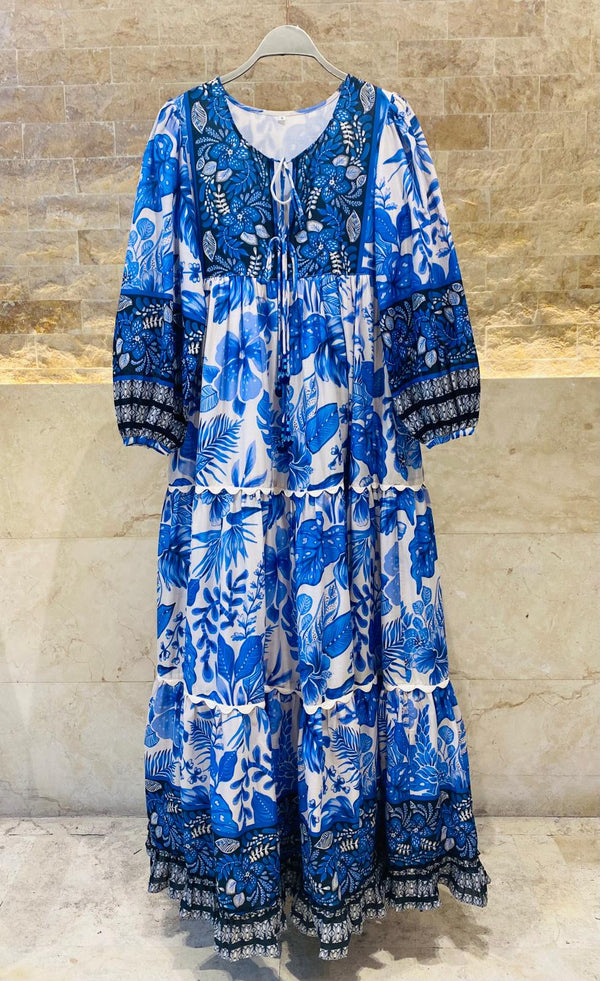 Long Printed Kaftan Dress