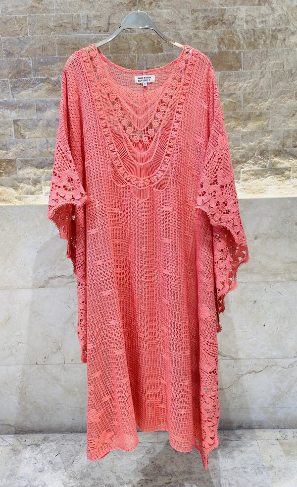 Coral Crochet Kaftan