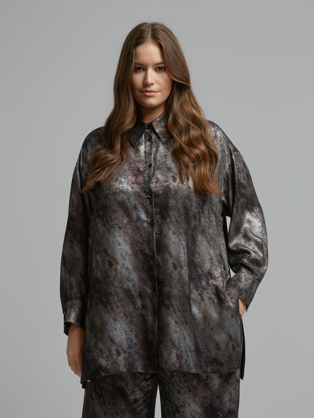 Printed Satin Shirt & Wide-Leg Trousers Set 8601.3059/2079