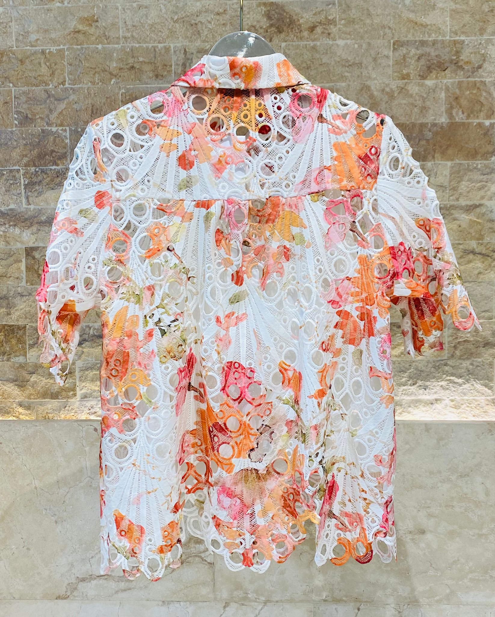Audrey/Selma Embroidery Lace Shirt and Pants قميص وسروال من الدانتيل المطرز - Brown Loft