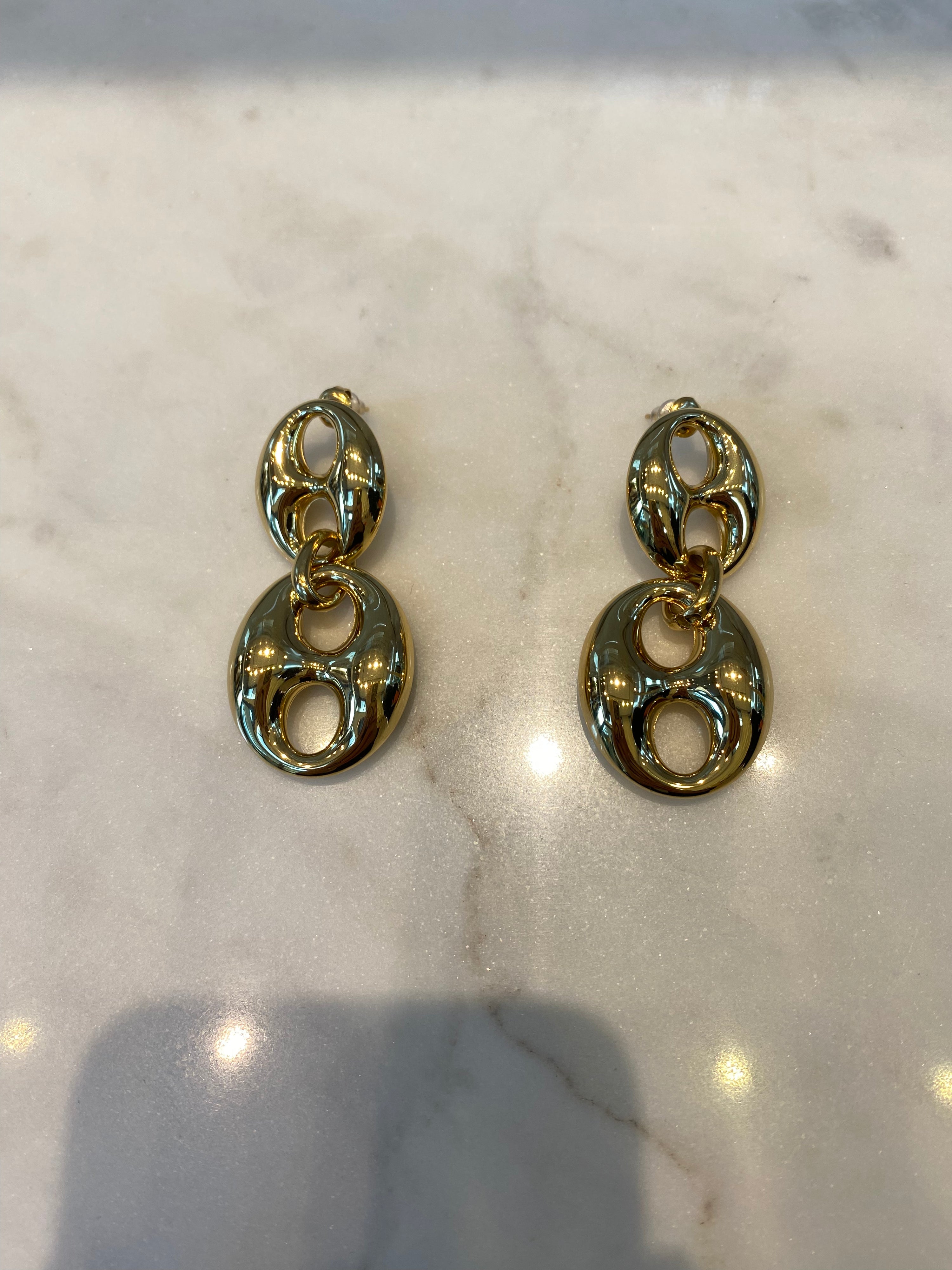 B02023492 Puffed Mariner Link Drop Earrings - Brown Loft