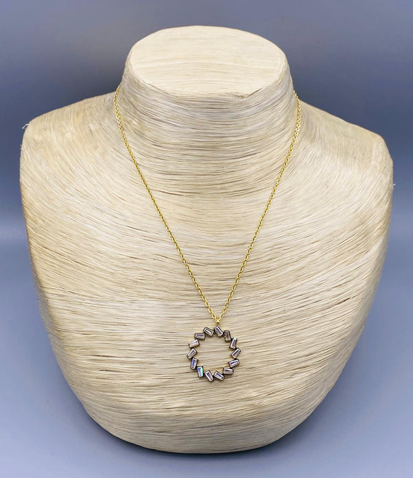 Chain Necklace with Round Circle Pendant - BCO819