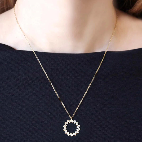 Chain Necklace with Round Circle Pendant - BCO819